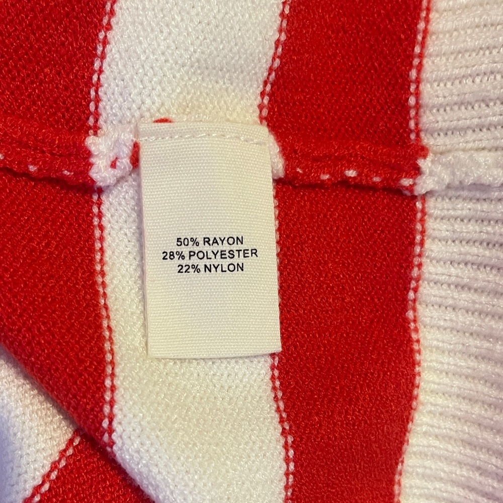 Marled Red and White Striped Sweater XL - Picture 10 of 10